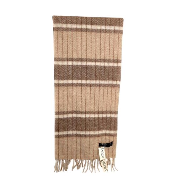 Macys NWT Vintage Wool Striped With Chevron Pattern Made In Germany Scarf Fringe - Picture 1 of 10